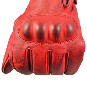Gants de moto en cuir marron à doigts entiers avec protection des articulations et fermeture éclair, gants d'hiver robustes - Product Image 6