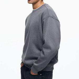 Sudadera de Algodón para Hombre, Cuello Redondo, Corte Regular, Color Sólido, Estilo Casual para Otoño, Gris - Product Image 3