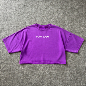 T-shirt en coton uni à col rond surdimensionné, style le plus récent, effet délavé, pour femmes - Product Image 3