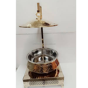 Platos de frotamiento de comida usados Buffet Catering Acero inoxidable PVD Gold Últimos platos de frotamiento Plato de frotamiento de lujo con la mejor calidad - Product Image 4