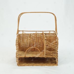 Panier de pique-nique multifonctionnel rustique vintage en jonc de mer écologique pour l'été, avec organisateur de couverts et porte-mouchoirs - Product Image 6