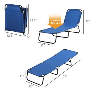 Sdraio Pieghevole a 5 Livelli di Reclinazione, Sedie da Piscina con Telaio in Acciaio per Esterni, Lettini Prendisole per Giardino, Patio e Spiaggia - Product Image 3