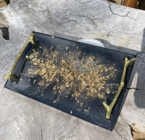 Plateau de Service Personnalisé en Résine avec Poignées Réglables, Motif de Sculpture d'Inde - Product Image 2