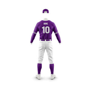 Uniforme de baseball violet pour hommes adultes, vêtements de sport respirants en polyester avec nom et numéro personnalisables - Product Image 2
