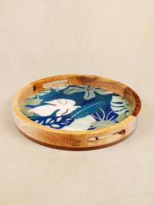 Bandeja Rectangular de Madera para Servir, Diseño Floral Turquesa, Estilo Moderno y Lujoso, Almacenamiento para Escritorio, Apta para Lavavajillas, Fácil de Limpiar - Product Image 2