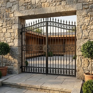 Portail double battant de sécurité en fer forgé thermolaqué robuste KHP, style européen, avec installation facile pour villa - Product Image 3