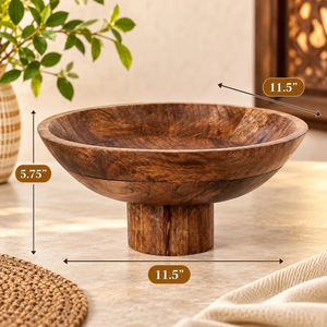 ชามไม้ทำมือทรงแท่น, ชามไม้ทรงกลมตกแต่งสไตล์เรสติก - Product Image 6