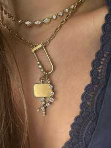 Wholesale Pear Shaped Link Chain <b>Necklace</b> 14K <b>Solid</b> Gold 16 Inches Thick Chunky Statement Charm Holder Layering <b>Necklaces</b> Women - Product Image 6