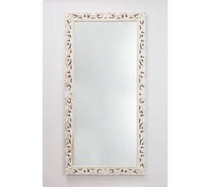Luxury Handcrafted Solid Wood Wall <b>Mirror</b> Frame Ornate Acanthus Leaf Carving Antique White Finish - Product Image 1
