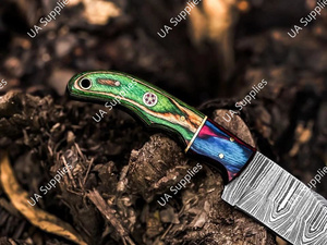 มีดล่าสัตว์ดามัสกัสเหล็กกล้าคมกริบ ด้ามไม้ ยาว 203 มม. ใบมีดแบบ Fixed Blade ปลายแหลม คุณภาพอุตสาหกรรม ราคาส่งที่ดีที่สุด - Product Image 3