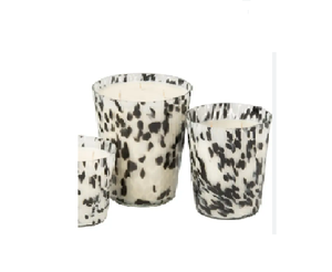 Pot à bougie cylindrique en verre cristal avec des taches noires, résistant à la chaleur, fait main, décoration de Noël pour la maison, porte-bougie votif - Product Image 2