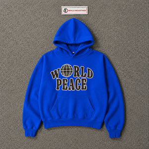 Sweat à capuche bleu oversize streetwear unisexe décontracté en molleton avec imprimé globe, style urbain, collection automne - Product Image 5