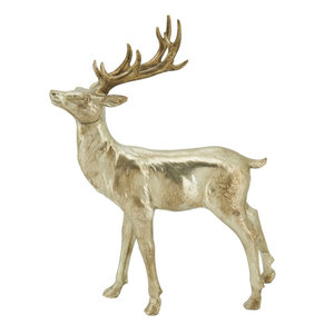 Par de renos de metal plateado antiguo para Navidad, figuras de renos de pie, estatuas rústicas de alces con astas, decoración de mesa - Product Image 5