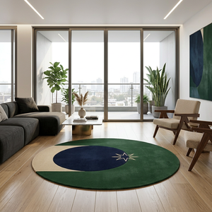 Minimalist <b>Round</b> Wool Area Rug Hand Tufted Modern Geometric <b>Carpet</b> Nordic Contemporary Floor Rug for Living Room Decor - Product Image 6