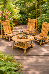 Silla de Bambú Ecológica, Silla Baja de Bambú Natural, Silla de Relajación para Exteriores, Jardín, Patio, Resort, Hotel, Kingcraftviet - Product Image 2