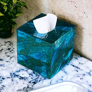 Ocean Blue Tissue <b>Box</b> Cover Shell Inlay Decorative MOP Tissue Holder European Style Eco-friendly Bathroom <b>Vanity</b> Living Room - Product Image 2