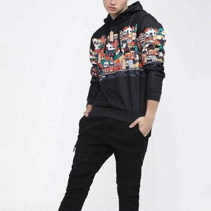 เสื้อสเวตเชิ้ตมีฮู้ดสำหรับผู้ชายพิมพ์ลายเมืองสีสันสดใสทรงปกติโพลีเอสเตอร์สวมใส่สบายๆในฤดูใบไม้ร่วง - Product Image 6
