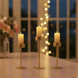 Grand bougeoir en verre avec couvercle en verre, support de bougie en métal pour mariage, fête et décoration de table à la maison - Product Image 2