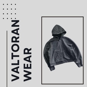 Sudadera con capucha vintage para hombre, personalizada, con cremallera, pedrería brillante, de algodón grueso, felpa francesa, lavado ácido - Product Image 1