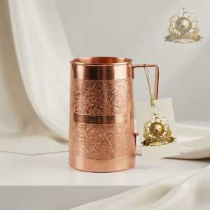 Handmade Hammered Pure Copper Water <b>Jug</b> With Lid Traditional Ayurveda Drinkware Pitcher For Home Kitchen Dining - Product Image 2