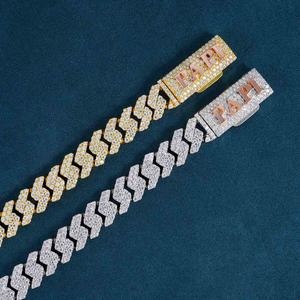 Collar de Cadena Cubana de Dos Filas con Cierre Personalizado, Moissanita, Plata de Ley 925, Bañado en Rodio y Oro Blanco, Joyería Hip Hop - Product Image 5