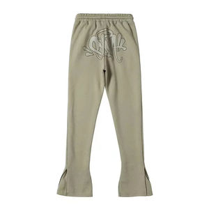 Pantalones deportivos casuales acampanados para hombre, diseño de parches y salpicaduras, de lona apilada - Product Image 3
