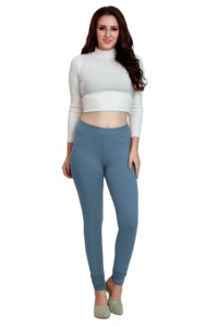 Womens <b>Grey</b> Cotton Leggings High Waist Stretch Slim Fit Comfortable Casual Everyday Leggings - Product Image 3