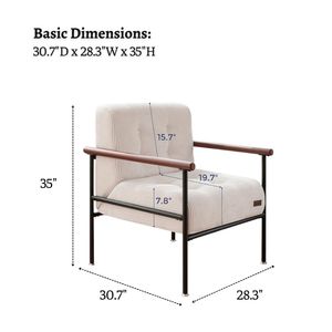 Modern Accent <b>Chair</b> with Metal Frame & Wood Armrests, Button Tufted Upholstered <b>Reading</b> <b>Chair</b> for Living Room, Bedroom & Lounge - Product Image 4