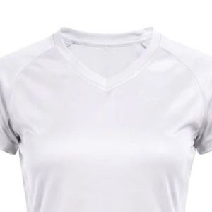 T-shirt blanc à manches courtes et col en V pour femme, basique, décontracté, coupe ajustée, uni, léger, haut de tous les jours, vêtements de mode féminine, été - Product Image 2