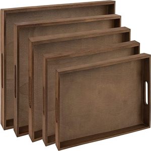 Retro-colored Polished Wood Eco-Friendly Tabletop Rectangular Household Trays for Restaurant Hotel Catering & <b>Barbecue</b> Use - Product Image 2