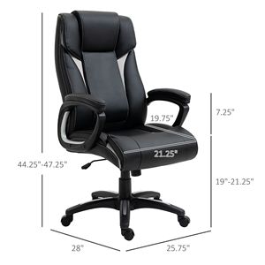 Sedia da Ufficio Ergonomica Direzionale in Pelle PU con Schienale Alto, Girevole a 360°, Altezza Regolabile, Nera, con Funzione Basculante - Product Image 3