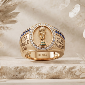 Soccer Champion Ring 2026, Moissanite 14K Gold Championship Jewelry, Football <b>Trophy</b> Inspired Ring, Sports Fan Collectible - Product Image 1
