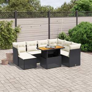 Set Divano da Giardino in Rattan PE Nero con Piedini Regolabili, Misura Media e Design Elegante - Product Image 1