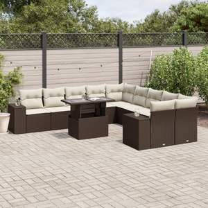 Grand ensemble de canapés de jardin modulaires en rotin PE marron - Product Image 1