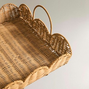 Lovely Scalloped Rattan Tray Elegant Serving Tray For <b>Coffee</b> <b>Table</b>, Food Display And Home Decoration - Product Image 4
