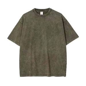 T-shirts décontractés pour hommes, effet délavé, style vintage, coton, épaules tombantes, avec impression personnalisée, t-shirts effet délavé - Product Image 1