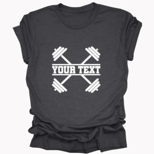 Camiseta Negra de Manga Corta para Hombre con Estampado de Texto Personalizado de Mancuernas Cruzadas, Cuello Redondo, Estilo Informal, Ajuste Deportivo, para Fisicoculturismo - Product Image 2