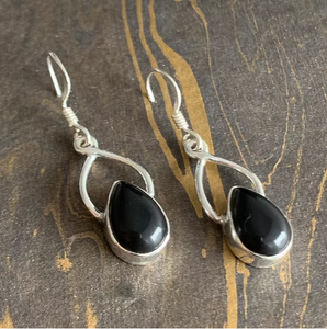 High Quality Black Onyx Minimalist 925 <b>Sterling</b> <b>Silver</b> Dangle <b>Drop</b> <b>Earrings</b> - Handmade Collection Jewelry Wholesale - Product Image 2