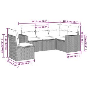 Ensemble de canapés de jardin modulaires compacts en rotin PE beige, meubles de jardin modulaires élégants - Product Image 3
