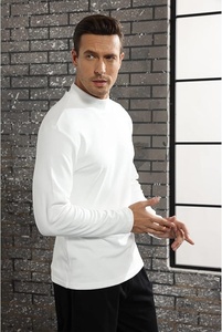 Pull à col roulé en tricot noir uni pour homme, manches longues, vêtements d'hiver - Product Image 5