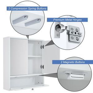Mueble de Baño de Madera con Doble Puerta y Espejo, Montado en la Pared, con Almacenamiento - Product Image 4