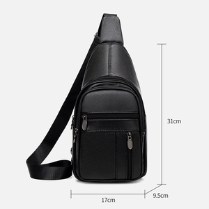 Bolso de pecho minimalista de PU, bolso de hombro con cierre de cremallera, duradero, para todas las estaciones, uso diario, negro - Product Image 2
