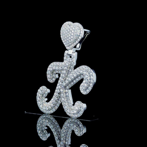 925 <b>Silver</b> Minimalist Letter Pendant With Heart Cut Moissanite Diamond Claw Setting Unisex Everyday Wear - Product Image 6