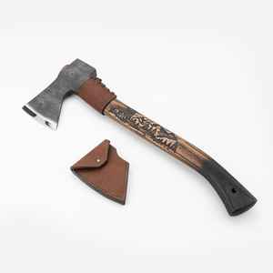 Custom Handmade High Quality Perfect <b>Axe</b> <b>Camping</b> & Hunting Gift Sheath Hand Forge Carbon Steel Viking <b>Axe</b> with Carved Handle - Product Image 1