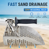 Pelle à sable en acier inoxydable 304 pour détecteur de métaux, chasse au trésor sur la plage, pelle à sable robuste pour la prospection aurifère