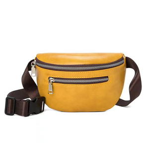 Sac banane unisexe en cuir PU, forme baril, fermeture éclair, jaune, 8,2x5,5 pouces, pour usage quotidien - Product Image 2