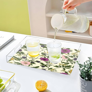 Elegant Printed Acrylic Serving Tray For Lunch & Dinner Dining <b>table</b> Water Juice Food Serving & Storage Tray At Your Budget - Product Image 1