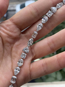 Women's 925 Silver Diamond <b>Bracelet</b> Oval Cut Lab grown D Color IGI Certified Classic Wedding Jewelry - Product Image 6