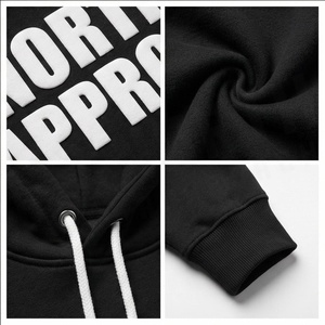 North Approach Hoodie <b>Men</b> Oversized Cotton French Terry Casual Hooded Sweatshirt Front Pocket White Print Autumn Wear - Product Image 4