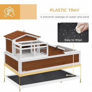 Habitat pour tortues à 3 compartiments, 44'' x 25,5'' x 25'', cage pour animaux de compagnie couleur café avec balcon et 2 étages - Product Image 5